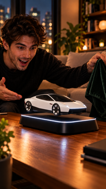 White HoverMist Roadster revealed on a living room table